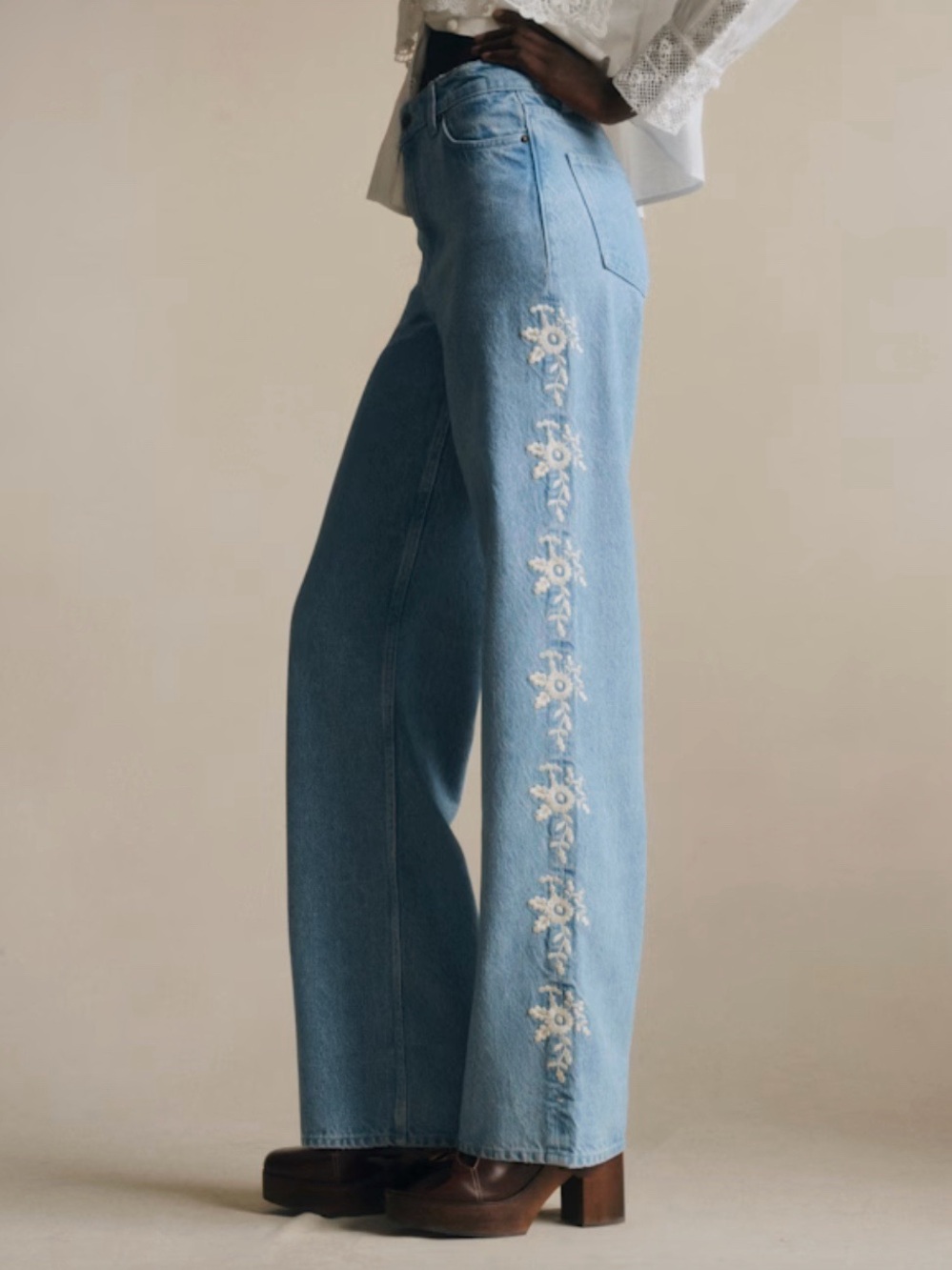 Sezane x Sea Valentin Embroidered Trouser Jeans